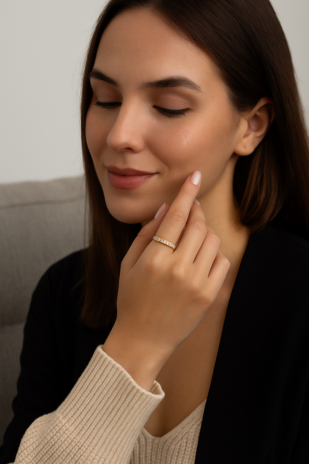 Titanium eeuwigheidsring met zirkonia voor dames